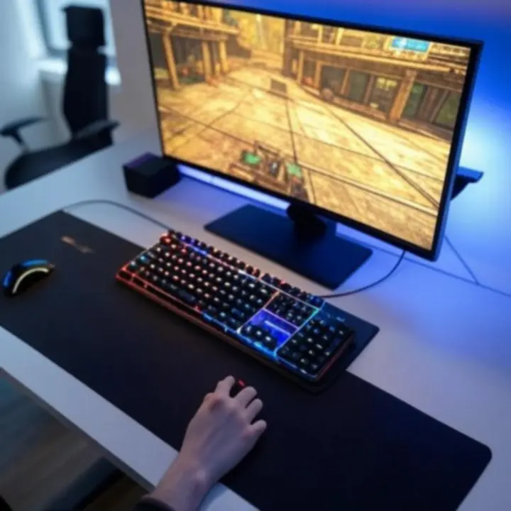 Gamer setup Playcorx perifériákkal – monitor, billentyűzet, egér és headset